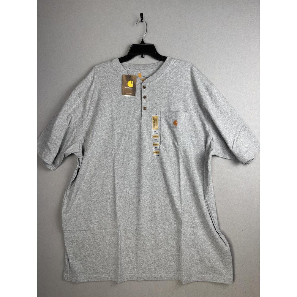 Carhartt Henley Shirt Mens 3XL Gray Original Fit Short Sleeve Pocket K84